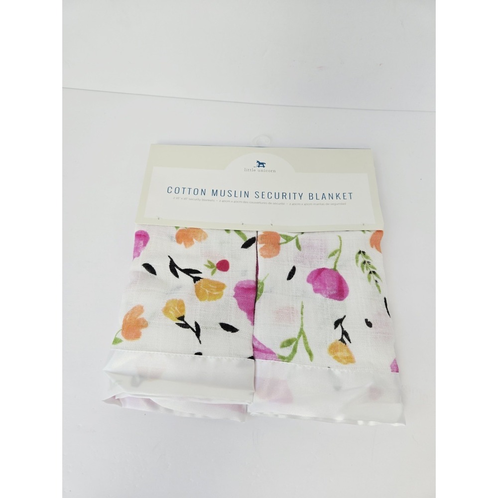 NWT Little Unicorn Muslin Baby Security Blankets Wild Flowers Lovey Satin Edge